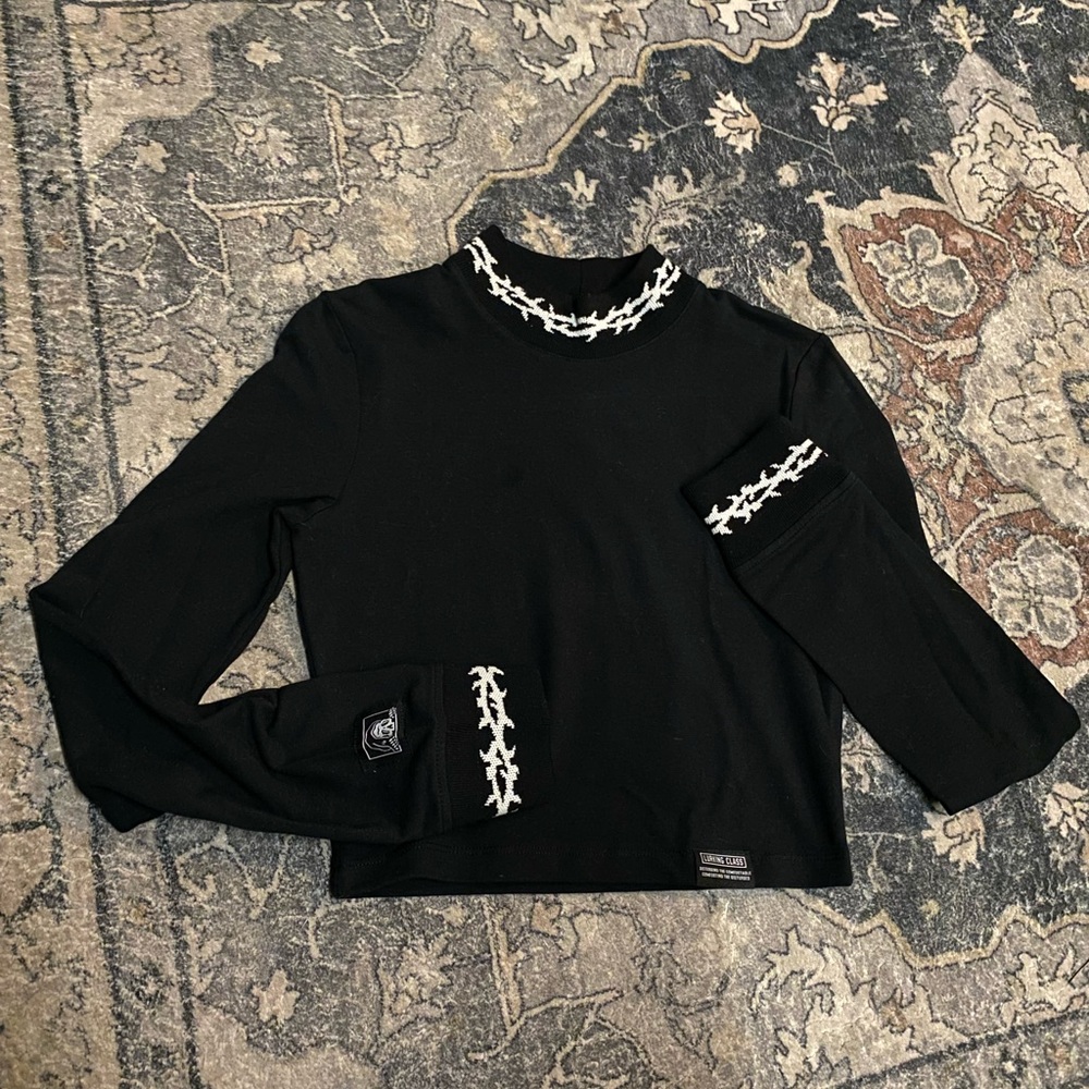 Lurking Class by Sketchy Tank Mock Neck Long Sleeve Crop Top